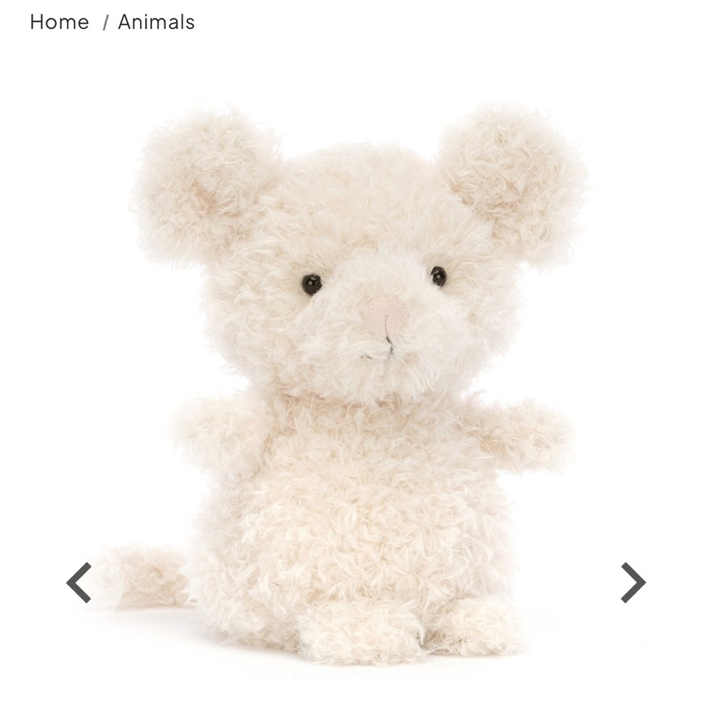 Jellycat White/Cream Little Mouse Plush Stuffed Animal Toy 7”